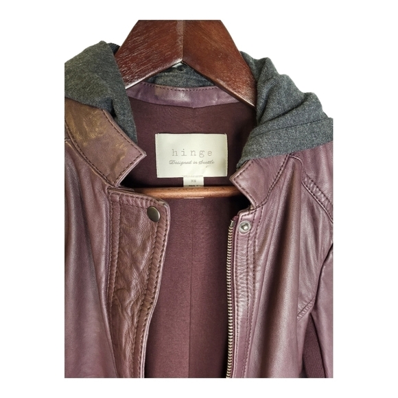 HINGE Leather Hooded Jacket. Ladies Size XS - Picture 8 of 16